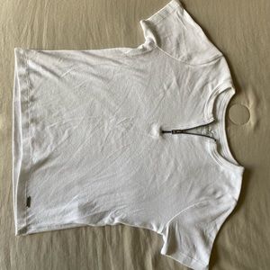 holister white top with a zipper